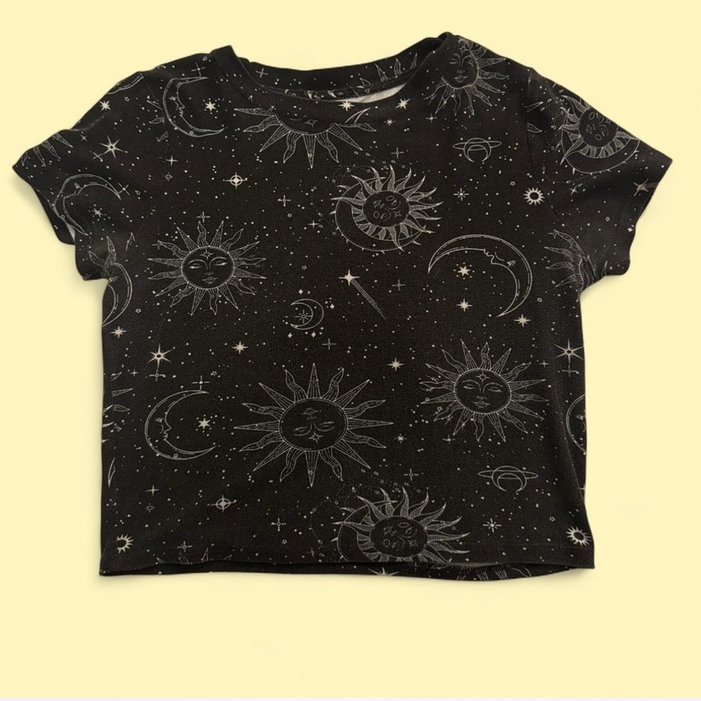 Black Celestial Print T-Shirt